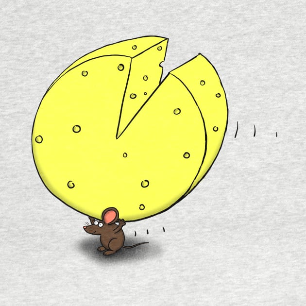 Cute mouse carrying big cheese by FrogFactory